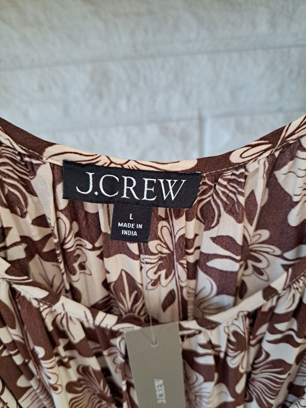 New J.Crew Womens Caspia Floral Crepe Maxi Dress  Brown/White L Sleeveless - Picture 2 of 15